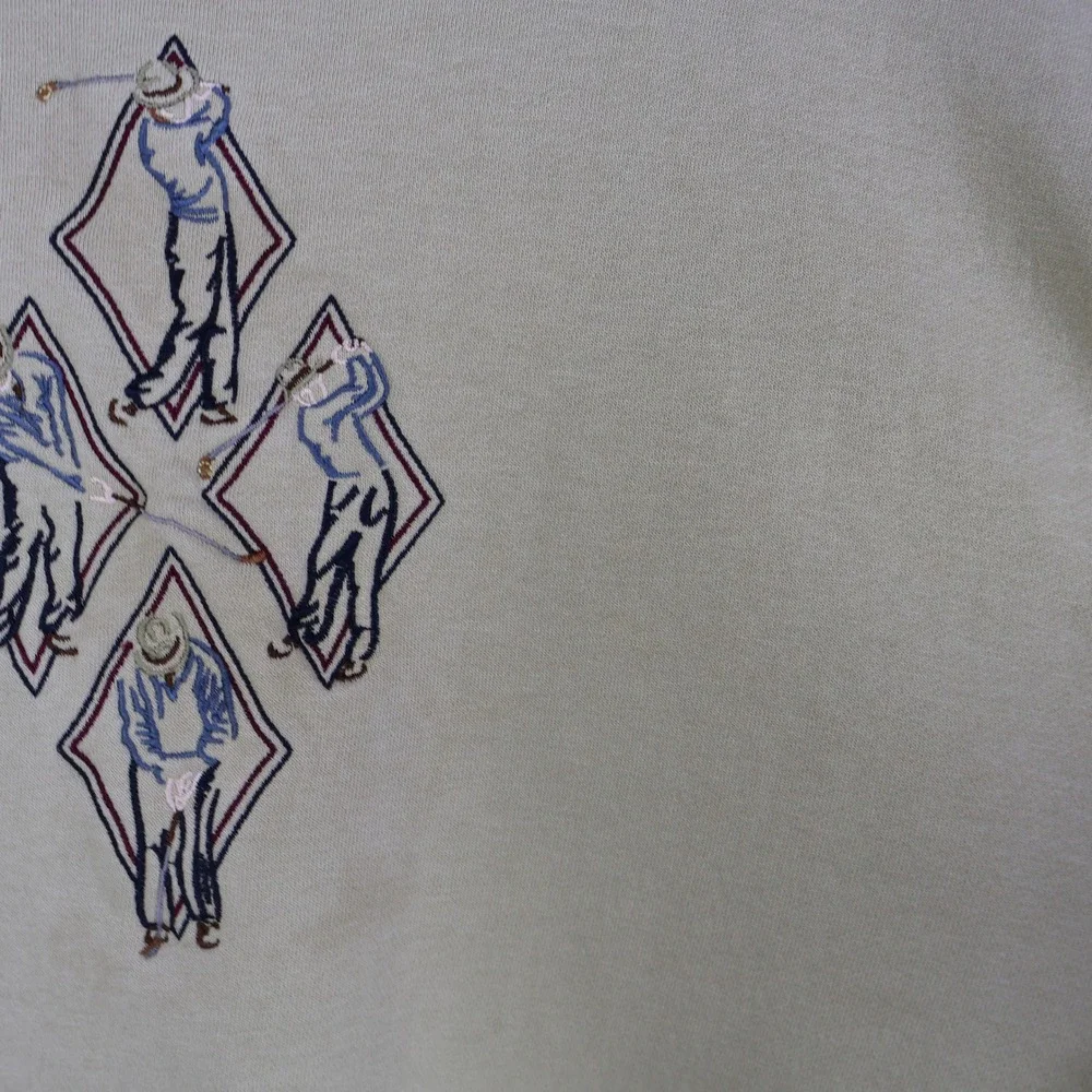 Vintage 90s MC Sport Golf Embroidered Crewneck Sweatshirt 2X Beige Oversized‎